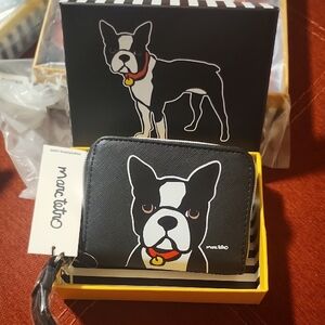 Marc Tetro Black Boston Terrier Zip Wallet Wristlet